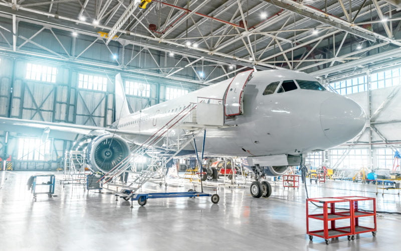 Aircraft under maintenance