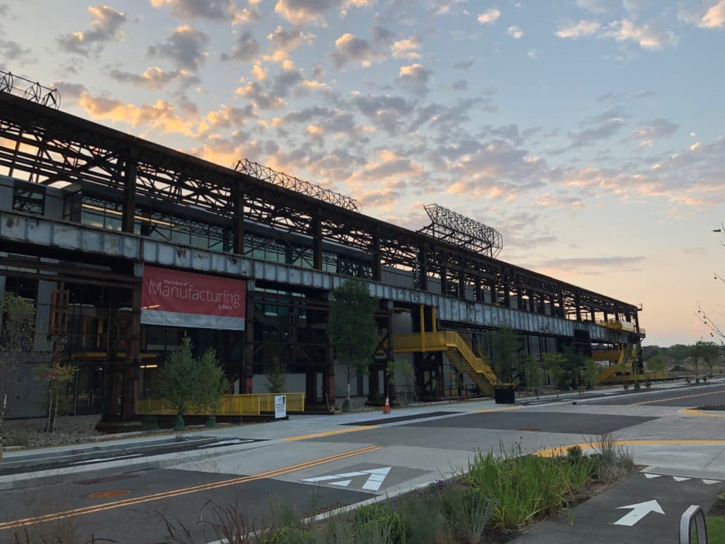 Sunrise over Mill 19 Robotics Facility