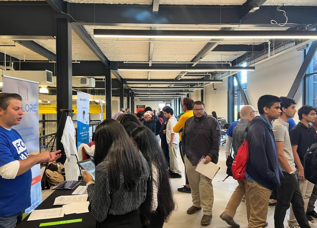 Students explore a mini exhibit hall at the ARM Institute's Mill 19 manufacturing day event