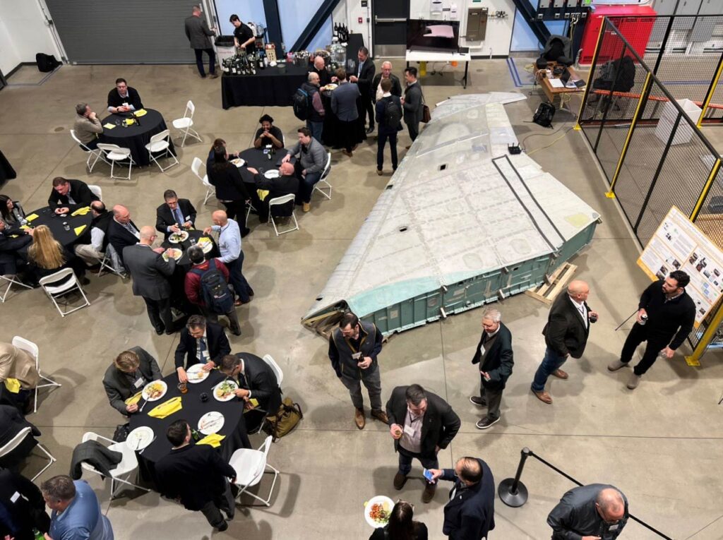 An aerial view of the event reception 