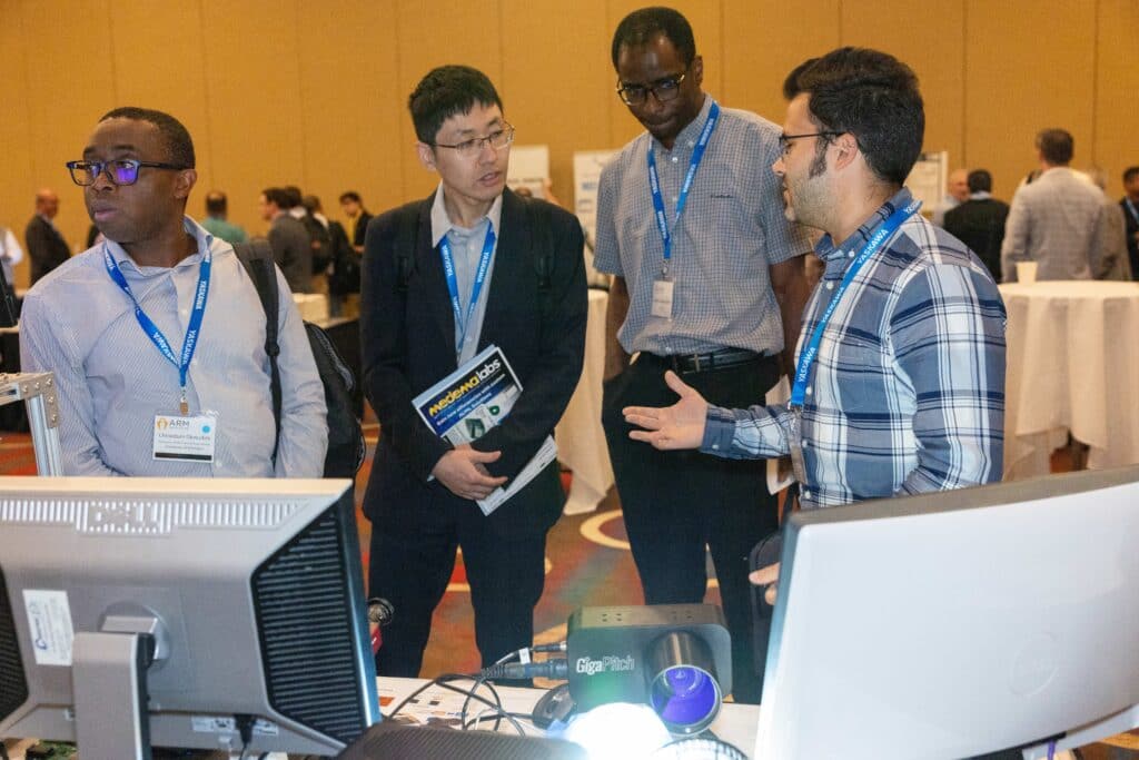 Members explore the exhibit hall