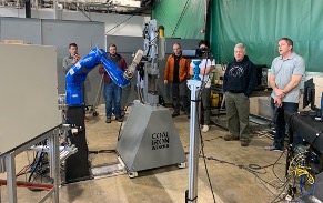 Image from WR-ALC demonstration showing robotic incremental open-die forging system developed by the proposing team on previous ARM program. 