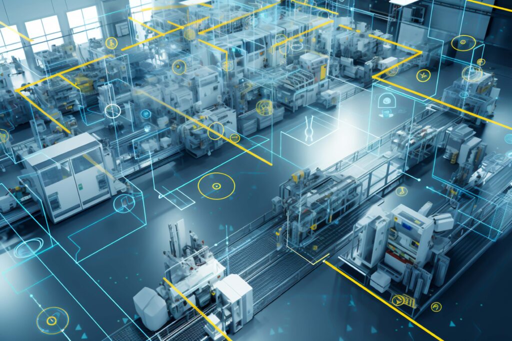A graphical representation of a manufacturing factory floor