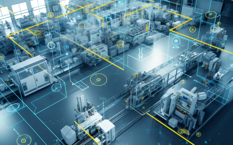 A graphical representation of a manufacturing factory floor